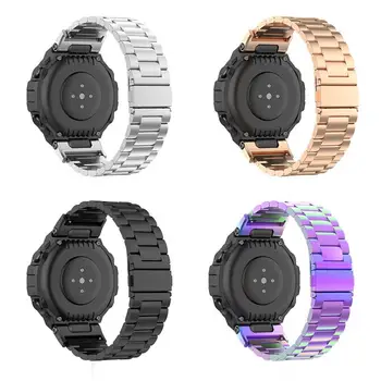Металлический ремешок из нержавеющей стали для Huami Amazfit T-Rex A1918/Pro/Ares Sport Smart Watch, сменный браслет, ремешок на запястье