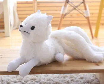 милая плюшевая игрушка в виде белой лисы, плюшевая девятихвостая кукла-лиса, подарок около 56x26 см