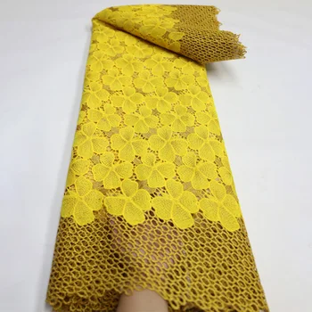 Модная Желтая Кружевная ткань с африканской вышивкой 2023, Высококачественные Нигерийские ткани из молочного шелка с цветочной сеткой для пошива вечерних платьев