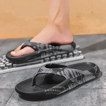 Модная обувь на толстой платформе с нескользящей подошвой из ЭВА, Мужские вьетнамки, лето 2023, Камуфляжные пляжные домашние тапочки с защитой от запаха