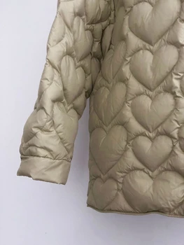 Модное женское пальто в винтажном стиле 2022, Осенне-зимняя новинка, универсальная пуховая куртка с длинными рукавами в форме Сердца, Элегантные Повседневные Теплые Пальто