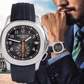 Модные мужские роскошные часы из нержавеющей стали, мужские кварцевые часы с хронографом, каучуковый ремешок Relogio Masculino