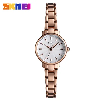 Модные элегантные женские наручные часы с цепочкой из нержавеющей стали, водонепроницаемые кварцевые часы Simple Time для женщин