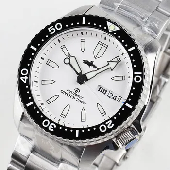 Мужские механические часы HEIMDALLR Сапфировое стекло Белый циферблат Светящийся Водонепроницаемый Механизм NH36A Автоматические часы 200M Diver Watch