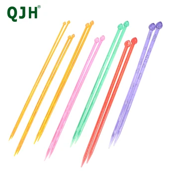Набор спиц для вязания с одним заострением QJH - включает 7 пар длинных (13,78 дюйма) спиц, размеры 4-10 мм, акриловые спицы для вязания