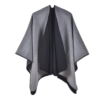 Накидка-пончо, модная минималистичная осенне-зимняя шаль, накидки для путешествий с кондиционером, шарф в этническом стиле, серый