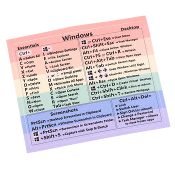 Наклейка с сочетанием клавиш для Windows PC Reference Клей для настольных ПК, ноутбуков, Радужных шпаргалок, Наклейка
