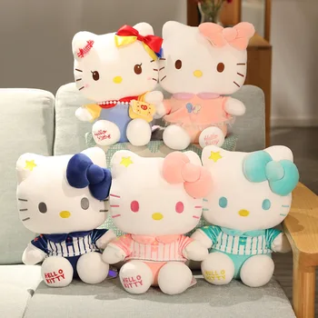 Новая оригинальная кукла Sanrio Hello Kitty Cat, плюшевая игрушка, креативное платье, плюшевая кукла Kt Cat, детские Кавайные мягкие подарки на День рождения