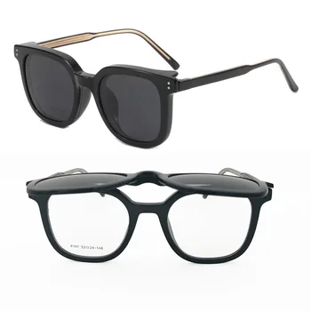 Новые Модные Ацетатные Квадратные очки по рецепту с откидывающимися поляризационными линзами 2 в 1, солнцезащитные очки для женщин
