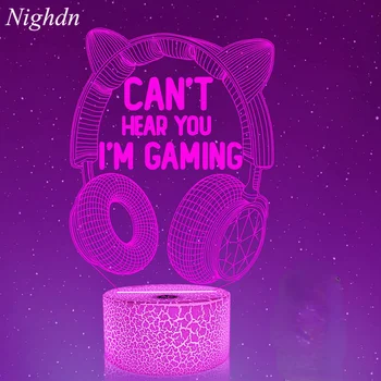 Ночная гарнитура Nighdn, ночник, сенсорная USB-настольная лампа, декор игровой комнаты, наушники, подарок для мужчин, подростков, детей, светодиодный ночник