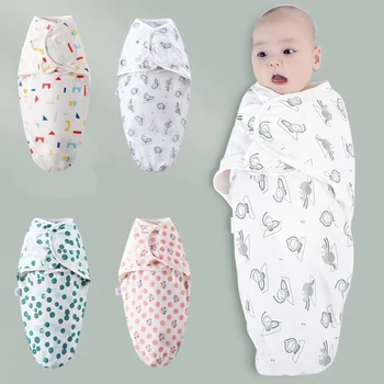 Одеяла для новорожденных, Пеленки, Муслиновый Детский Спальный Мешок для Кровати, Регулируемая Пеленальная Упаковка для Новорожденных, Постельные Принадлежности, Одеяла 0-6 М 75*60 см