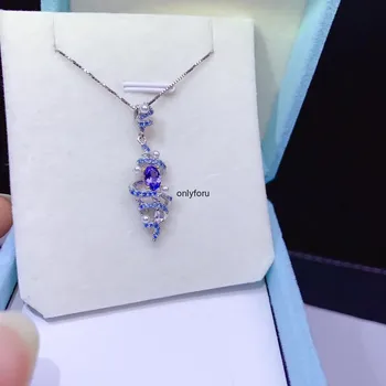 Ожерелье с подвеской из натурального танзанита, цепочка для ключиц, ожерелье с натуральным синим драгоценным камнем, предложение и подарок на помолвку