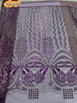 Оптовая продажа Кружевной ткани с вышивкой бисером и цветами с блестками, французского Сетчатого Тюля, Свадебного кружева 2023