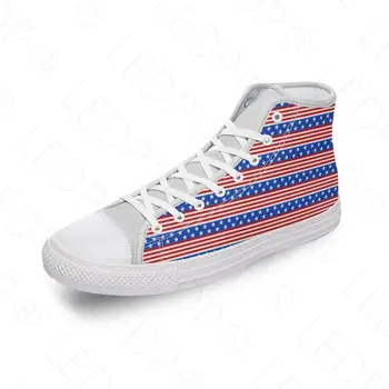 Парусиновая обувь со звездами американского флага, мужская и женская повседневная обувь 