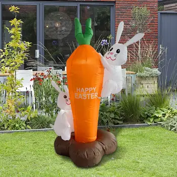 Пасхальное надувное украшение в виде кролика и моркови для внутреннего и наружного крыльца на лужайке