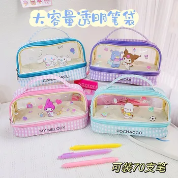 Пенал Sanrio Hello Kitty Cinnamoroll Kuromi, Большая студенческая сумка для ручек, Портативная сумка для хранения, косметичка, Школьные принадлежности