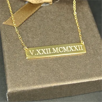 Персонализированное ожерелье с римской цифрой и выгравированной датой, ювелирный штамп на заказ, памятный подарок