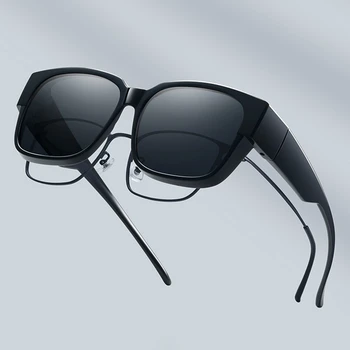 Поляризованные Солнцезащитные очки, закрывающие Накладные Очки по Рецепту, Близорукость Для Мужчин И Женщин, Водитель автомобиля, Очки для Переноса Большого Размера
