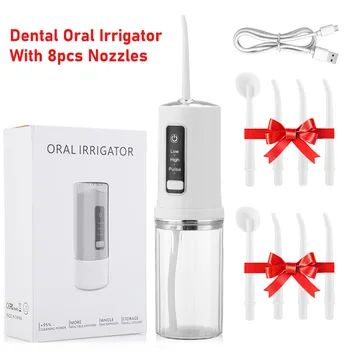 Портативный Стоматологический Ирригатор для полости рта, Струйная нить С 8 шт. насадками, USB Перезаряжаемый Скалер, Зубочистка, средство для чистки зубов Для путешествий