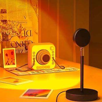Проекционный светодиодный светильник Sunset Lamp, 15 цветов, ночник, вращение на 180 °, Радужные огни для вечеринки, декор для дома, гостиной, спальни