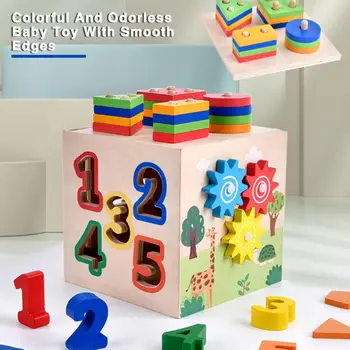 Развивающая игрушка для малышей с толстыми блоками, Многофункциональная деревянная интеллектуальная коробка, игрушки для мозга ребенка для младенцев