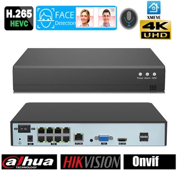Распознавание лиц H.265 8ch * 4K POE Сетевой Видеомагнитофон с поддержкой 4-мегапиксельной IP-камеры dahua hikvision 48V