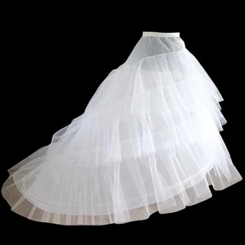 Реальное изображение Свадебная нижняя юбка Из Белого Тюля, Шлейф, Кринолин, 3 Обруча, Нижняя юбка, Большие размеры, Свадебные Аксессуары Для новобрачных