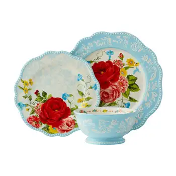 Розовый Набор посуды из 12 предметов Vajillas de porcelana, Деревянные тарелки, Миски, кухонная посуда, Миски для смешивания продуктов b