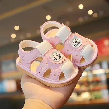 Сандалии для маленьких девочек 2023 г. Летняя детская противоударная обувь для малышей из натуральной кожи с мягкой подошвой Детские пляжные сандалии