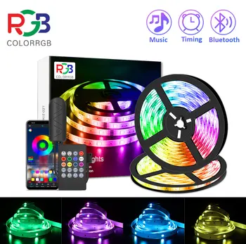 Светодиодная лента, подсветка RGB 5050, Синхронизация музыки, Чувствительный к изменению цвета Встроенный микрофон, управляемые приложением светодиодные фонари, веревочные фонари
