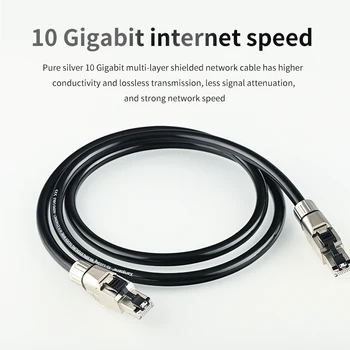 сетевой кабель CAT 8 из чистого серебра, кабель hifi Ethernet, 10-гигабитная сеть 40 Гбит/с, 2000 МГц, кристаллическая вилка, импортированная из Германии