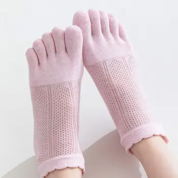 Сетчатые кружевные носки, дышащие носки с пятью пальцами, эластичные спортивные носки до щиколотки, Женские мягкие хлопчатобумажные носки, Модные чулочно-носочные изделия