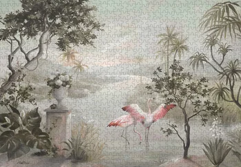 Сказочная страна фламинго Деревянный пазл 1000 шт., мозаичный пазл, белая карточка, развивающие игрушки для взрослых и детей