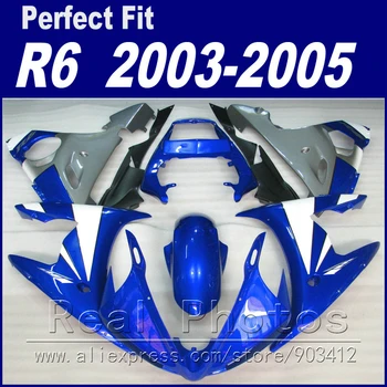 Совершенно новый кузов для YAMAHA R6 комплект обтекателей 2003 2004 2005 синий серый черный, подходит для обтекателей YZF R6 03 04 05