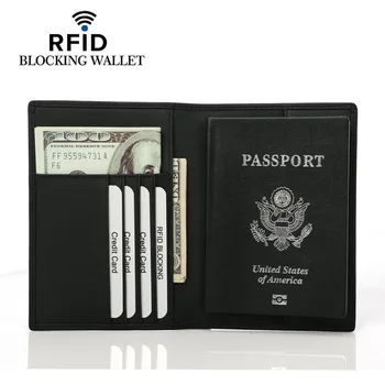 СОВРЕМЕННЫЙ держатель для паспорта с рисунком из углеродного волокна, RFID Кожаная обложка для паспорта для мужчин, Новый дорожный кошелек, сумки для авиабилетов