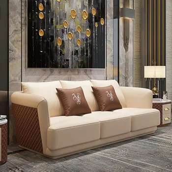 Современный кожаный диван в гостиной, большой диван, минималистичная гостиная, Большая квартира, диван высокого класса