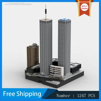 Строительные блоки Всемирного торгового центра MOC Модель башни-близнеца Городской ландшафтной архитектуры Игрушки для творческой сборки Подарок на день рождения