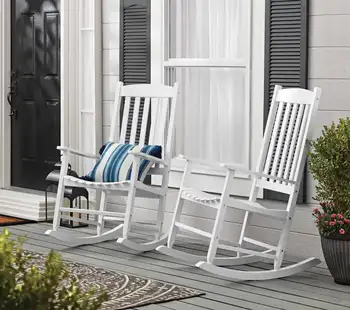 Уличное деревянное кресло-качалка для крыльца, белый цвет, атмосферостойкая отделка