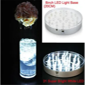 Центральное освещение!!! 8-дюймовый белый светодиод под вазой с подсветкой на базе 3AA батареи Работают с 31 шт. белыми светодиодными лампами, супер яркими!!!