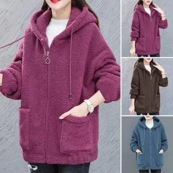 Шикарное женское пальто, зимняя куртка с капюшоном, Свободное износостойкое зимнее пальто на молнии, термальность