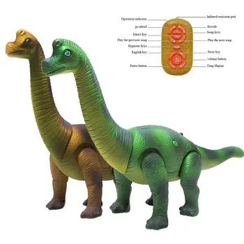 Электрический динозавр Брахиозавр, игрушка с дистанционным управлением, Имитирующая издающих звук ходячих животных, Готовый к работе аккумулятор